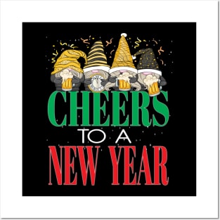 Fun Happy New Year's Eve Cheers to a New Year Gnomes Beers Posters and Art